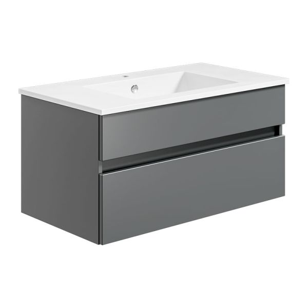badshop.de Aurora Waschtisch mit Unterschrank - 92 cm, Unterschrank Profilansich