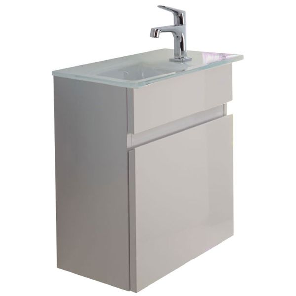 Burgbad Gäste Bad Glas-Waschtisch mit Unterschrank 42 cm
