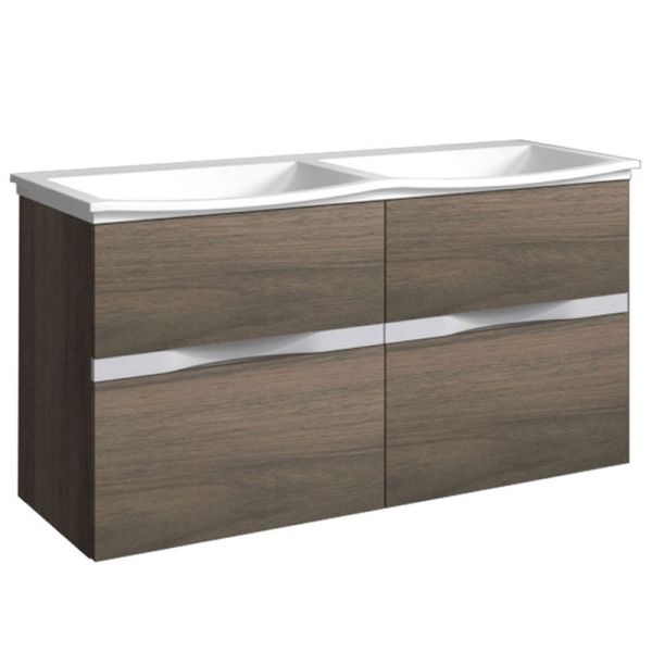 Burgbad Orell Mineralguss-Doppelwaschtisch und Unterschrank 123 cm