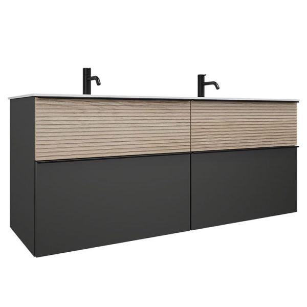 Burgbad Fiumo Doppelwaschtisch mit Unterschrank Set 142 cm
