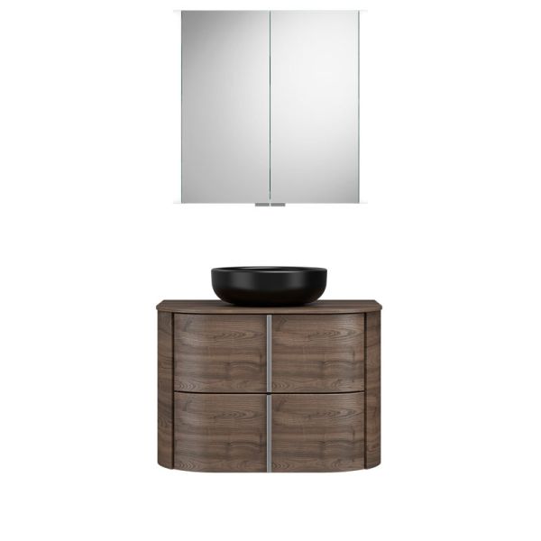 Burgbad Lavo 2.0 Badmöbel Set 40 - 72 cm, Spiegelschrank, Keramik-Aufsatzbecken