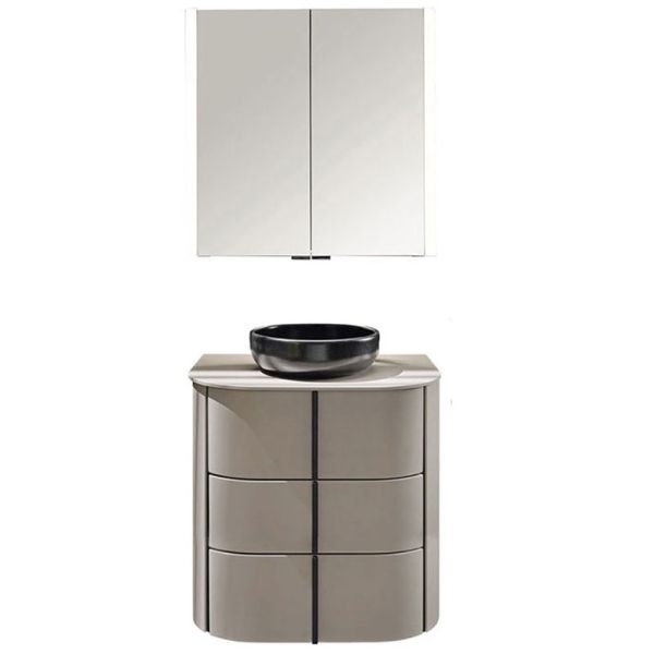 Burgbad Lavo 2.0 Badmöbel Set 43 - 72 cm, Spiegelschrank, Keramik-Aufsatzbecken