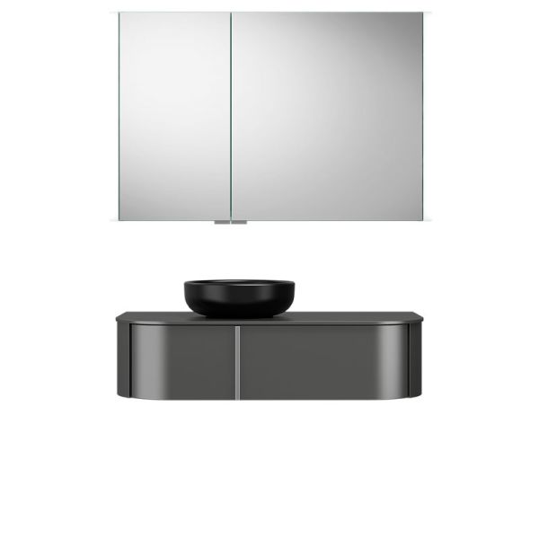 Burgbad Lavo 2.0 Badmöbel Set 18 - 102 cm, Spiegelschrank, Keramik-Aufsatzbecken