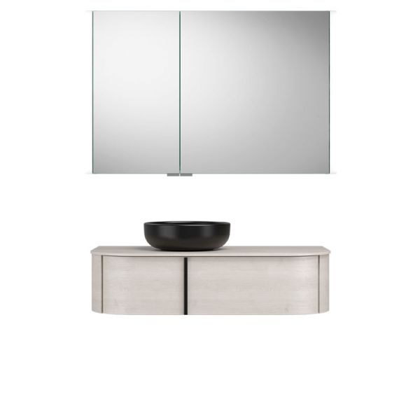 Burgbad Lavo 2.0 Badmöbel Set 46 - 102 cm, Spiegelschrank, Keramik-Aufsatzbecken