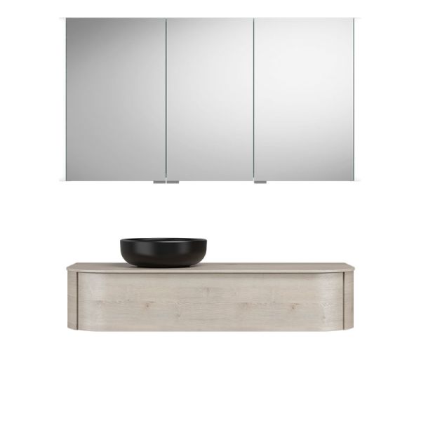 Burgbad Lavo 2.0 Badmöbel Set 21 - 122 cm, Spiegelschrank, Keramik-Aufsatzbecken