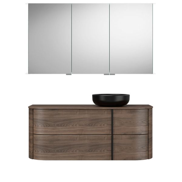 Burgbad Lavo 2.0 Badmöbel Set 22 - 122 cm, Spiegelschrank, Keramik-Aufsatzwascht