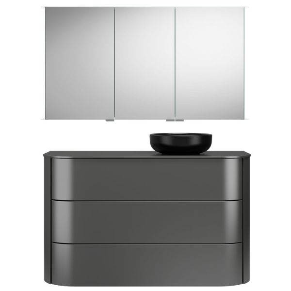 Burgbad Lavo 2.0 Badmöbel Set 23 - 122 cm, Spiegelschrank, Keramik-Aufsatzbecken