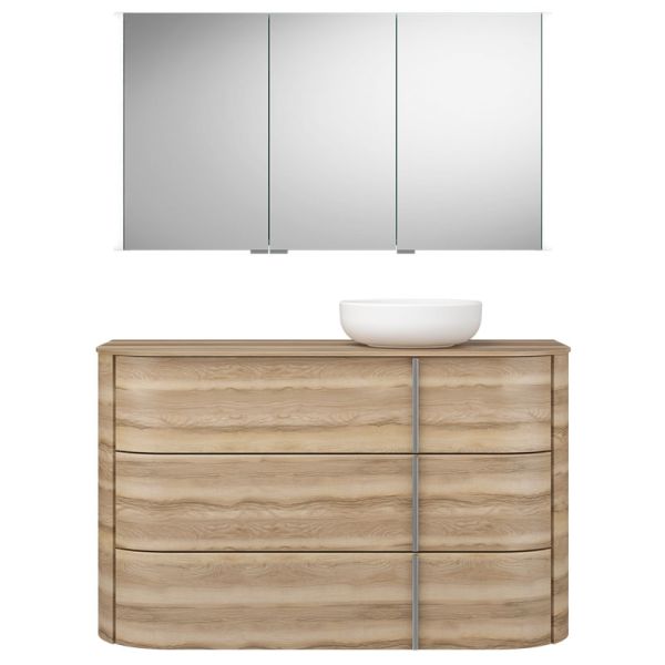 Burgbad Lavo 2.0 Badmöbel Set 61 - 122 cm, Spiegelschrank, Keramik-Aufsatzbecken