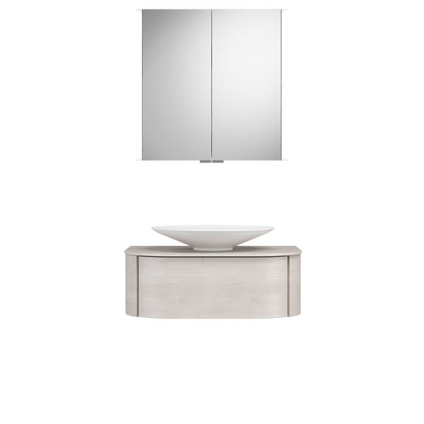 Burgbad Lavo 2.0 Badmöbel Set 39 - 72 cm, Spiegelschrank, Mineralguss-Aufsatzbec
