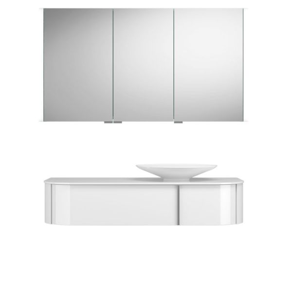 Burgbad Lavo 2.0 Badmöbel Set 56 - 122 cm, Spiegelschrank, Mineralguss-Aufsatzbe