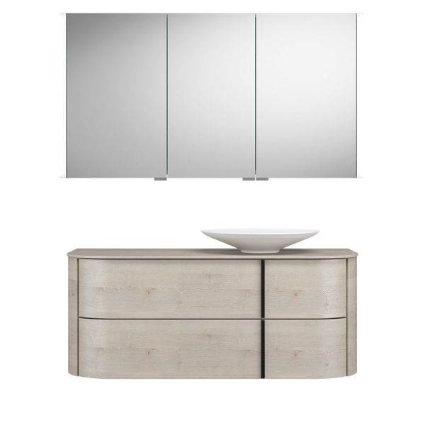 Burgbad Lavo 2.0 Badmöbel Set 60 - 122 cm, Spiegelschrank, Mineralguss-Aufsatzwa