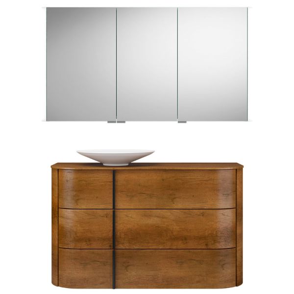 Burgbad Lavo 2.0 Badmöbel Set 62 - 122 cm, Spiegelschrank, Mineralguss-Aufsatzbe
