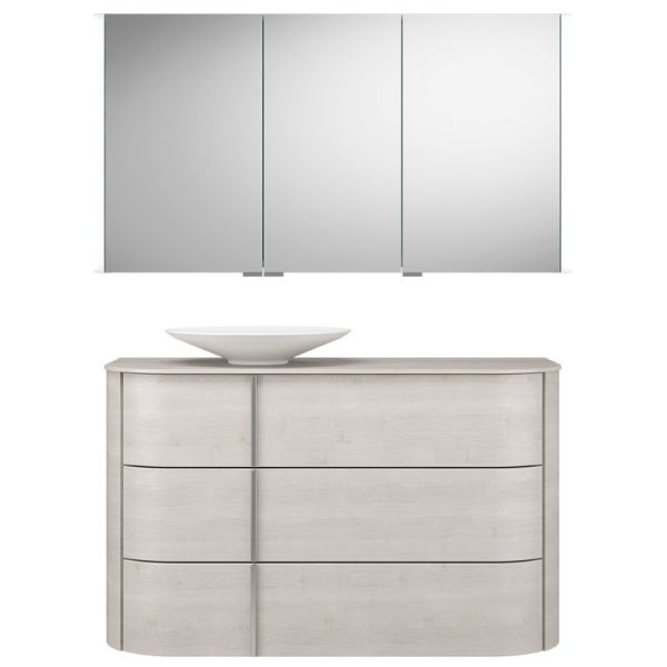 Burgbad Lavo 2.0 Badmöbel Set 63 - 122 cm, Spiegelschrank, Mineralguss-Aufsatzbe