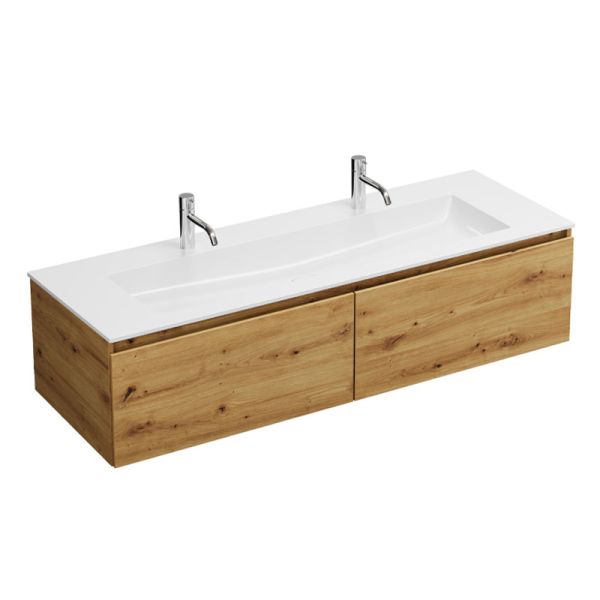 Burgbad LIN20 Doppelwaschtisch mit Unterschrank Set 142 cm