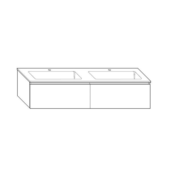 Burgbad LIN20 Doppelwaschtisch mit Unterschrank Set 182 cm Skizze