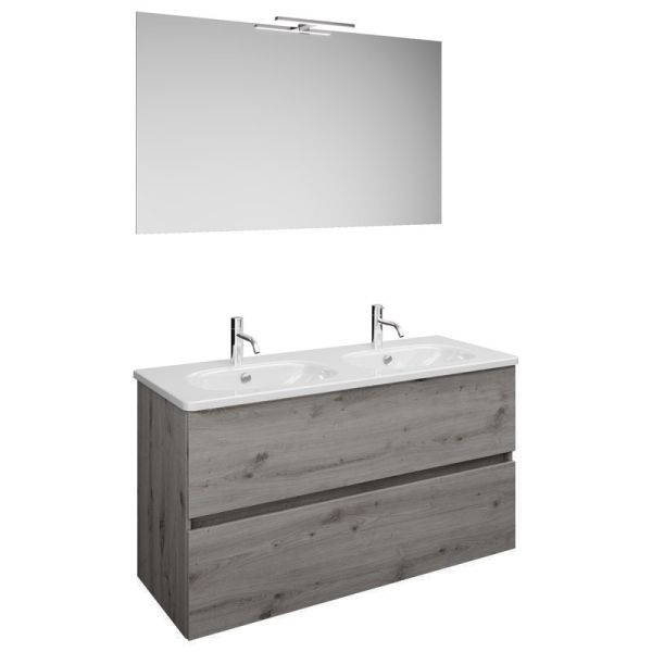 Burgbad Rocio Badmöbel Set 120 cm Eiche Dekor Silber