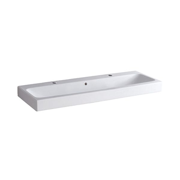 Geberit iCon Waschtisch - 2 Hahnlöcher, Überlauf, weiß, KeraTect