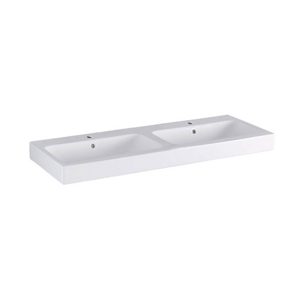 Geberit iCon Waschtisch - 2 Hahnlöcher, Überlauf, weiß