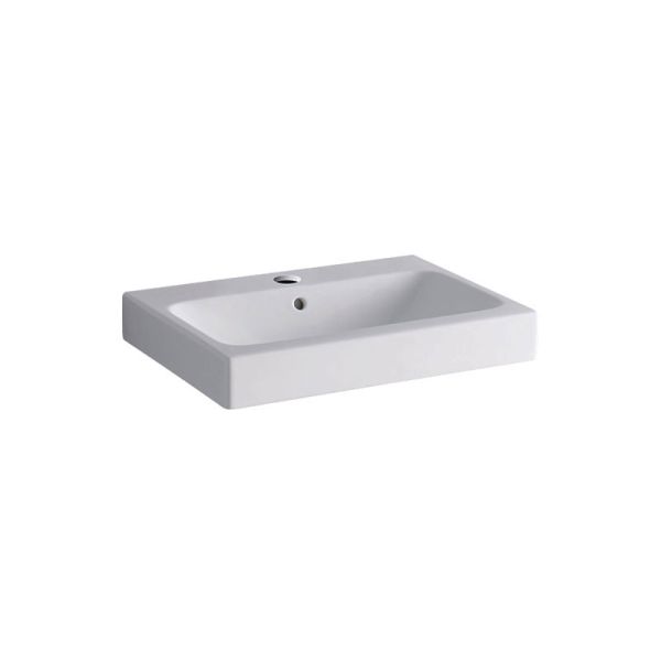 Geberit iCon Aufsatz-Waschtisch Hahnloch, Überlauf, weiß, KeraTect