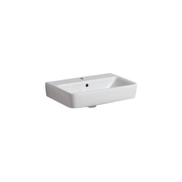 Geberit Renova Compact Waschtisch - Hahnloch, Überlauf, weiß