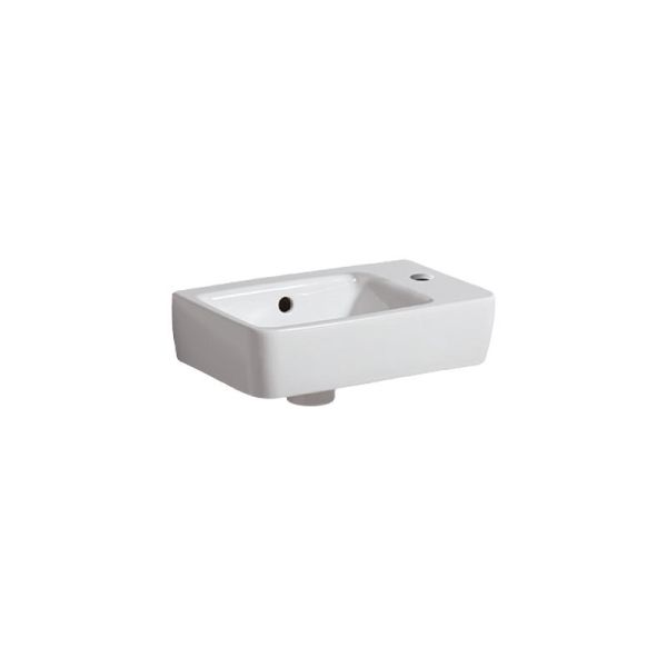 Geberit Renova Compact Waschtisch - Hahnloch rechts, Überlauf, weiß