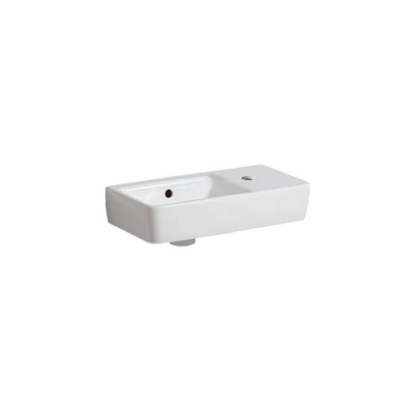 Geberit Renova Compact Waschtisch - Hahnloch, Überlauf, Ablagefläche, weiß