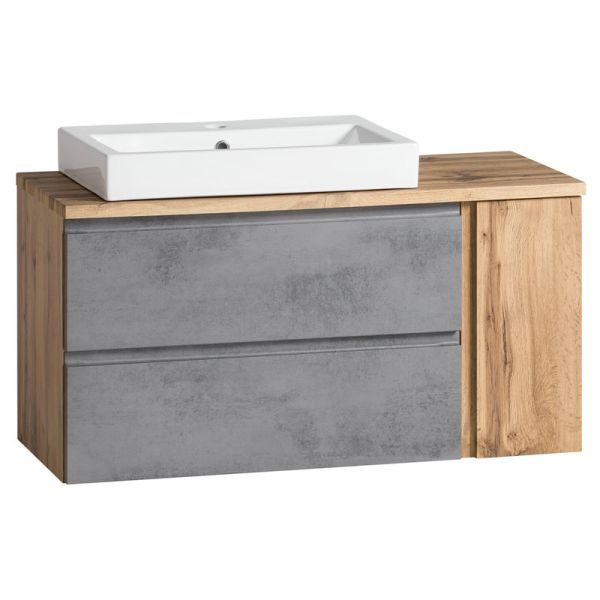 Held Möbel Empoli Waschtisch mit Unterschrank - 80 cm, Keramik-Aufsatzbecken lin