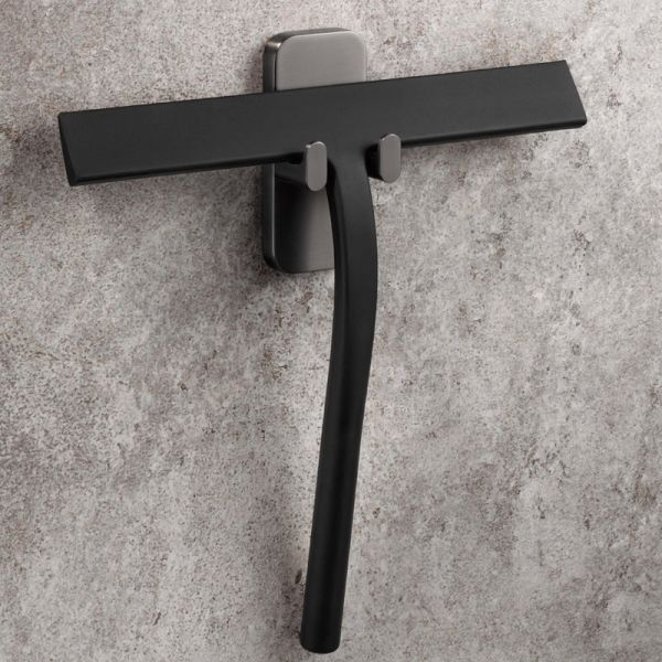 HSK RenoMag Glaswischer - 24,4 cm aus Silikon in Schwarz-matt, inkl. Wandhalteru