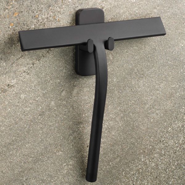 HSK RenoMag Glaswischer - 24,4 cm aus Silikon in Schwarz-matt, inkl. Wandhalteru