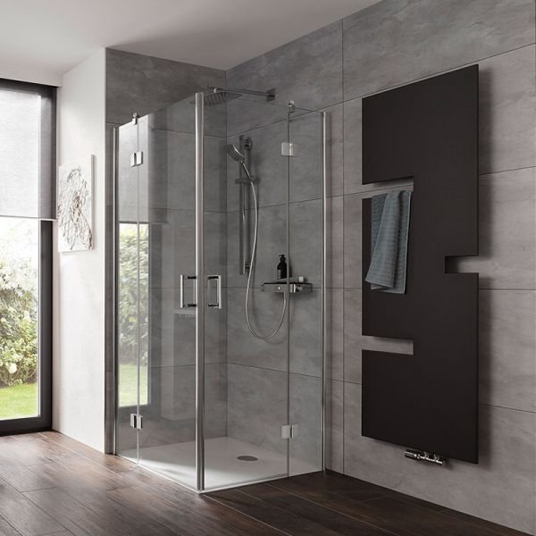 HSK Aperto Dusche mit Eckeinstieg - 2 pendelbare Drehtüren und 2 Festelemente