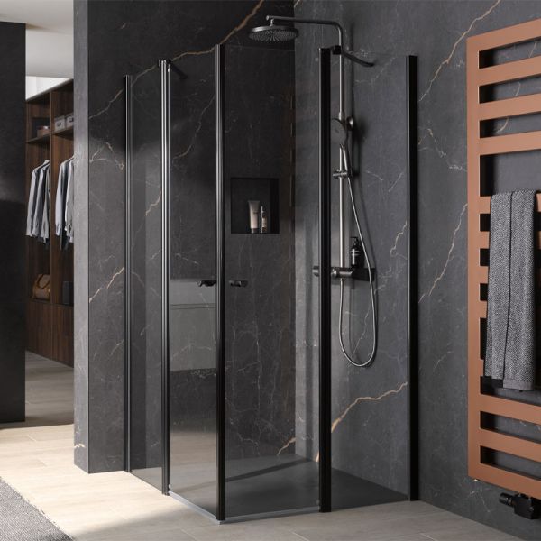HSK Exklusiv 2.0 Dusche mit Eckeinstieg Schwarz-matt