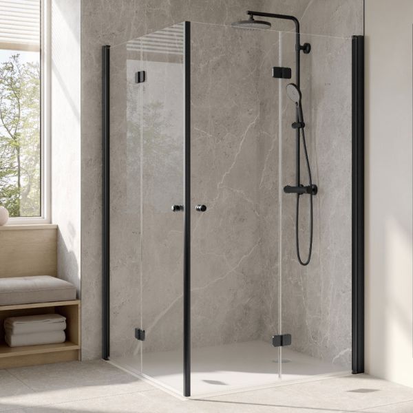 HSK Exklusiv 2.0 Dusche mit Eckeinstieg Schwarz-matt