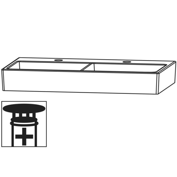 Laguna Platino 2.0 Aufsatzwaschtisch / Doppelwaschtisch 122 cm Skizze