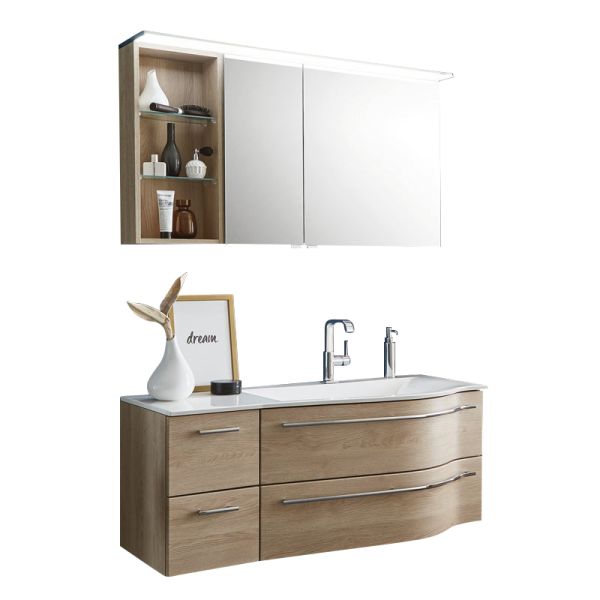 Laguna Laola Badmöbel Set 120 cm mit Spiegelschrank links