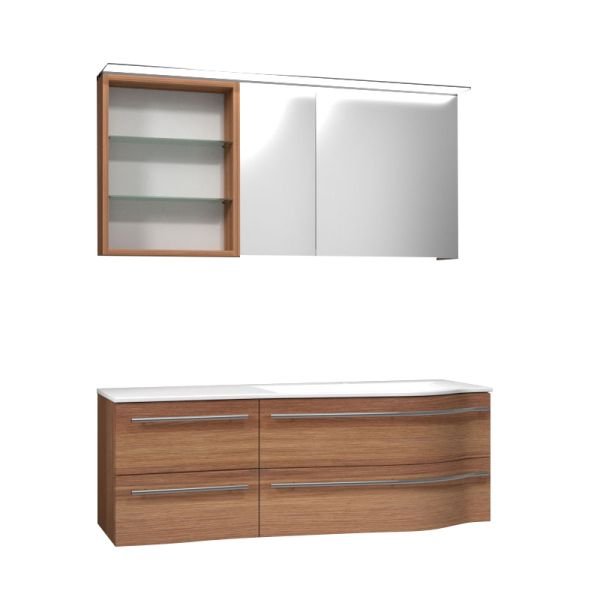 Laguna Laola Badmöbel Set 140 cm mit Spiegelschrank Serie B links
