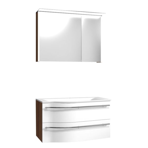 Laguna Laola Badmöbel Set 90 cm mit Spiegelschrank rechts