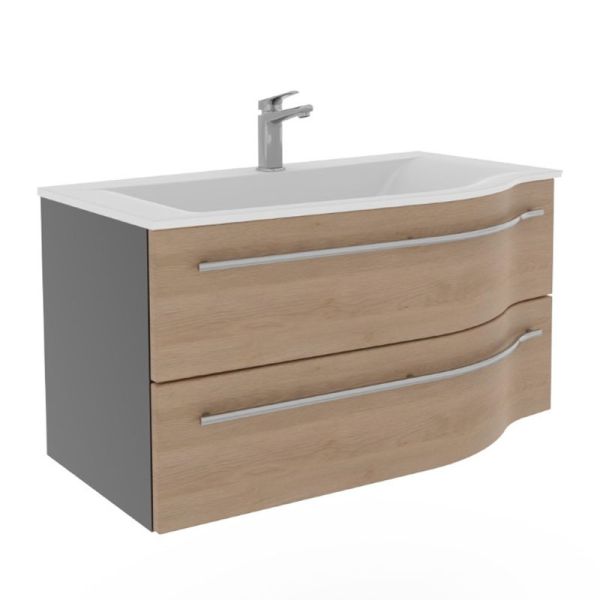 Laguna Laola Mineralguss Waschtisch mit Unterschrank 90 cm links