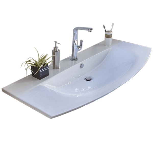 Laguna Kera.Round Möbelwaschtisch - 122 cm, Keramik weiß