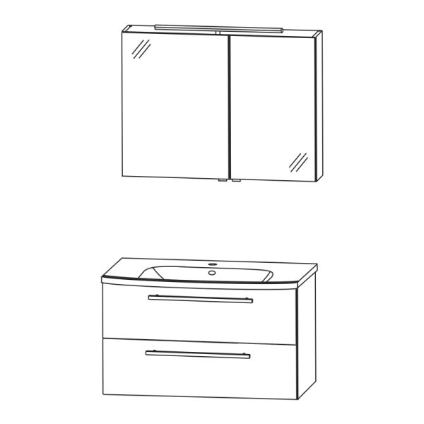 Laguna Kera.Home Badmöbel Set - 95 cm Skizze