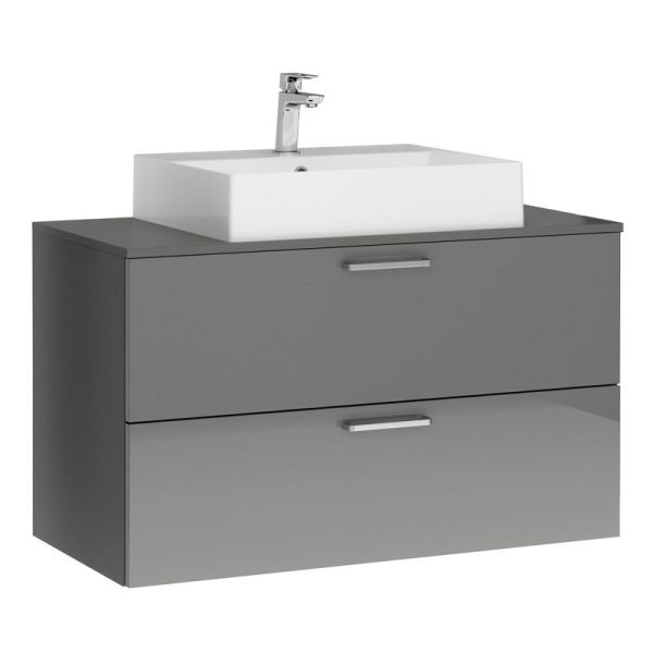 Nobilia On Top Mineralguss-Aufsatzwaschtisch mit Unterschrank Set 100 cm