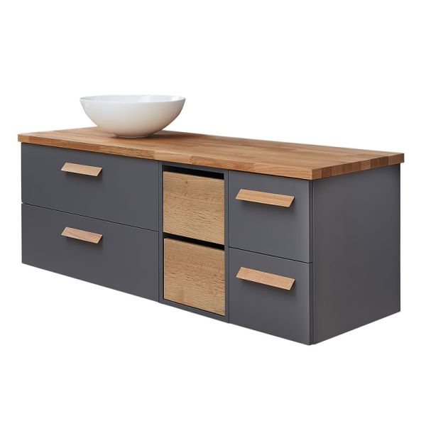 Pelipal PCON Aufsatzbecken mit Waschtischplatte und Unterschrank 137 cm