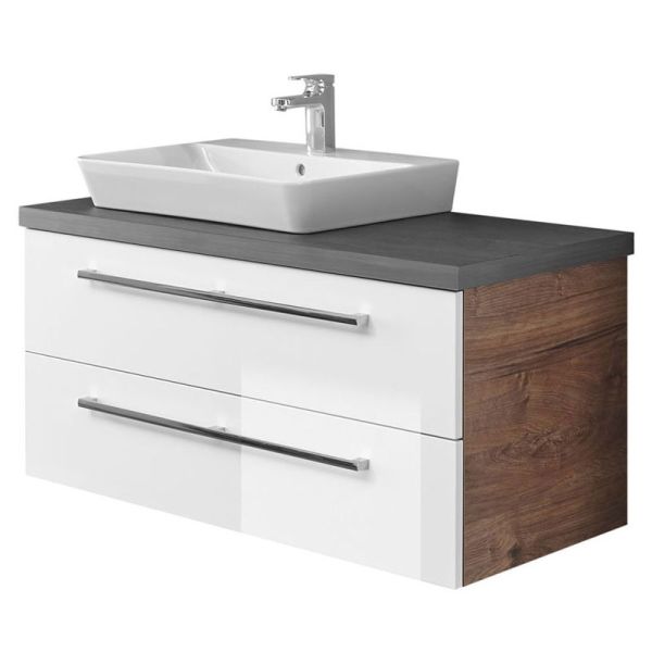 Pelipal PCON Aufsatzbecken mit Waschtischplatte und Unterschrank 107 cm