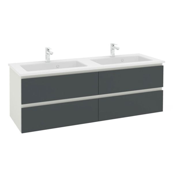 Pelipal PCON Solid Surface Doppelwaschtisch mit Unterschrank 153 cm