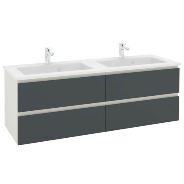 Pelipal PCON Solid Surface Doppelwaschtisch mit Unterschrank 153 cm