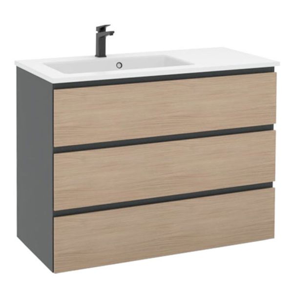 Pelipal PCON Solid Surface Waschtisch mit Unterschrank 107 cm
