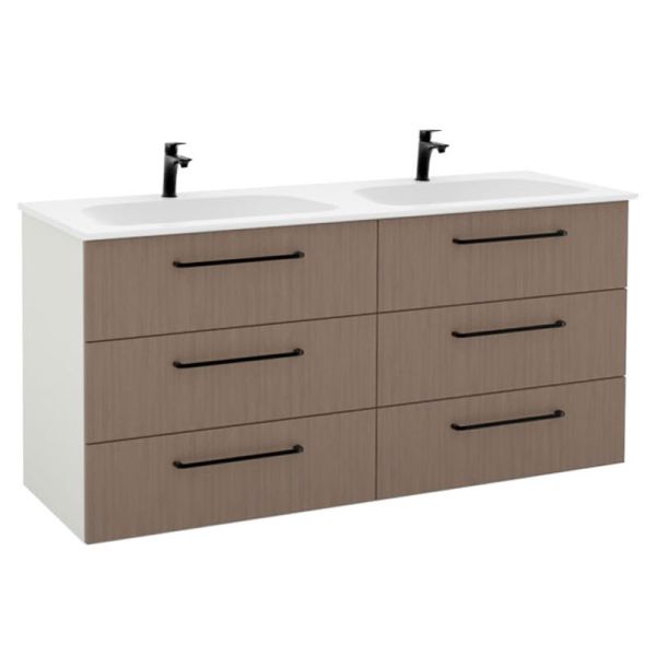 Pelipal PCON Solid Surface Doppelwaschtisch mit Unterschrank 153 cm
