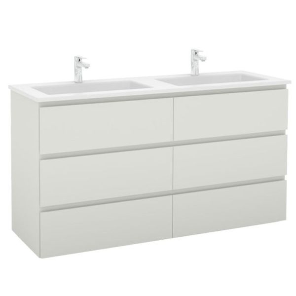 Pelipal PCON Solid Surface Doppelwaschtisch mit Unterschrank 153 cm
