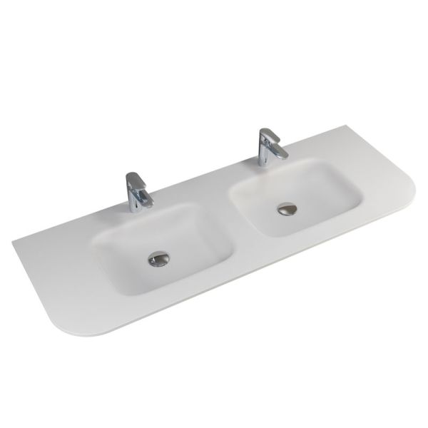 Pelipal Serie 7200 Möbelwaschtisch - 137 cm, Solid Surface-Doppelwaschtisch, Wei
