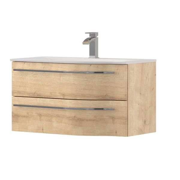 Puris Swing Waschtischunterschrank mit Waschtisch 90 cm Variante links