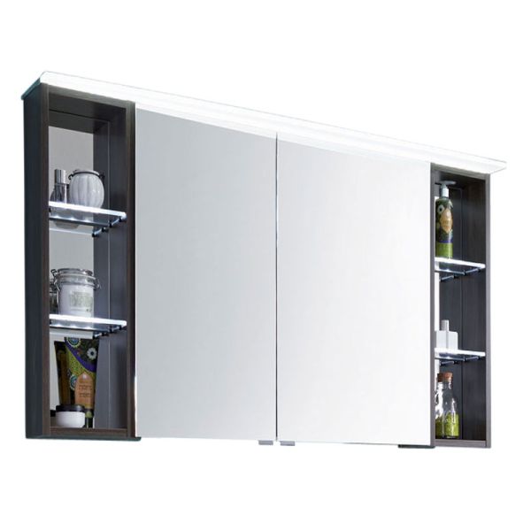Puris Crescendo Spiegelschrank 120 cm mit 2 Doppelspiegeltüren und 2 Regal